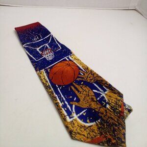 Wembley Tie Necktie 100% Silk Basketball Pattern 4" Wide